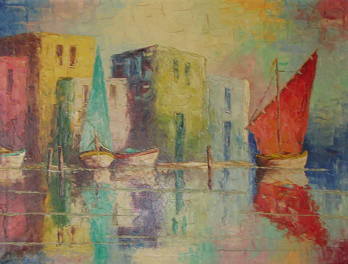  Franco Camare - Fischerdorf an der italienischen Adria  um 1960 - 60 x 80 cm - 39 € mtl./K 450 €