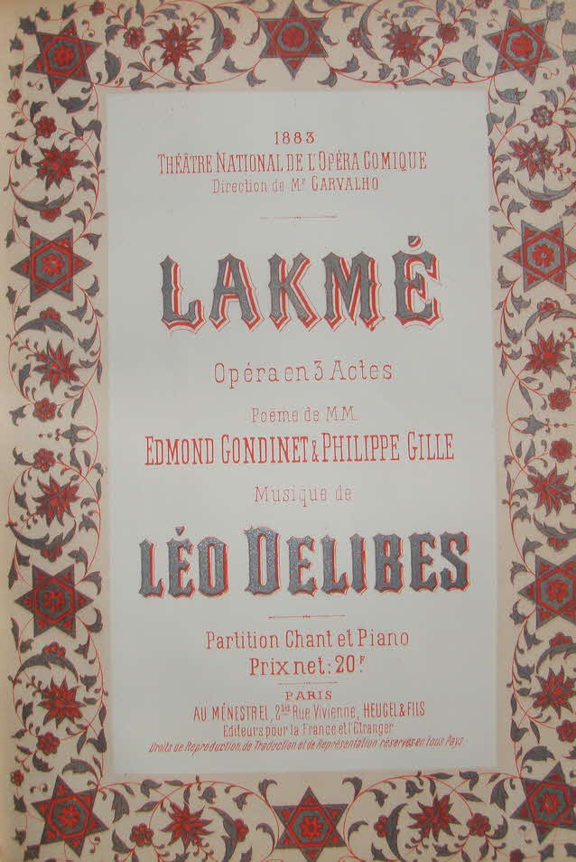 Lo Delibes oder Clment Philibert Lo Delibes (* 21. Februar 1836 bei Saint-Germain-du-Val (Sarthe);  16. Januar 1891 in Paris) war ein franzsischer Komponist. Mit seiner einprgsamen Melodik, rhythmischen Brillanz und funkelnden farbigen Orchestrierung zhlte er zu den beliebtesten Bhnenkomponisten der Romantik. Er belebte die Ballettmusik, trat aber auch mit einigen Opern hervor. Daneben schuf er Kirchenmusik und Lieder.

Lakm, Opra-comique, komponiert 1883 - 39 € mtl./K 350 €