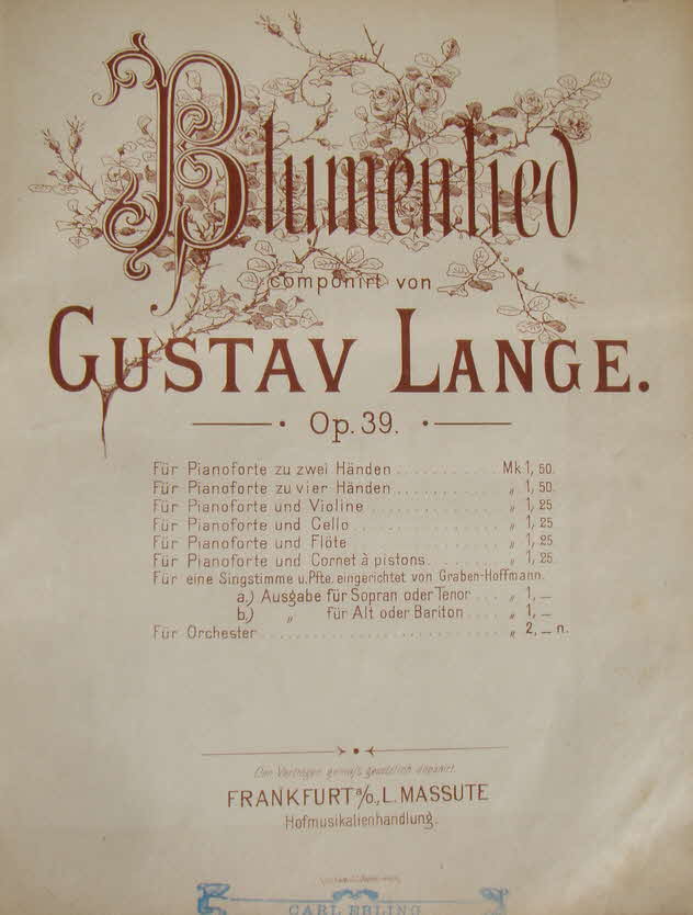 Gustav Fredrik Lange (* 22. Februar 1861 in Fredrikshald;  11. Februar 1939 in Oslo) war ein norwegischer Geiger, Komponist und Musikpdagoge. Von 1878 bis 1883 studierte er in Stockholm Violine bei C. J. Lindberg und Komposition bei F. V. L. Morcman.  Er setzte seine Violinausbildung bei Hubert Lonard in Paris und bei mile Sauret in Berlin fort  - 39 € mtl./K 350 €
