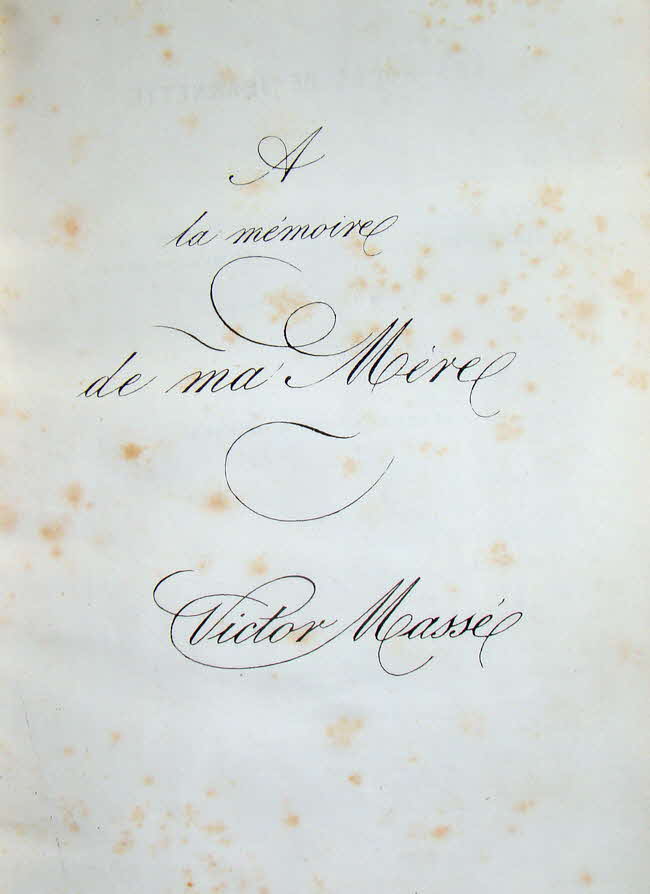 ictor Mass (* 7. Mrz 1822 als Flix Marie Mass in Lorient, Bretagne  5. Juli 1884 in Paris) war ein franzsischer Komponist.

Les noces de Jeannette (Die Hochzeit der Jeanette) komponiert 1853 - 1 Akt - erste Auffhrung 4. Febr. 1854 Paris, Opra-Comique - 39 € mtl./K 350 €
