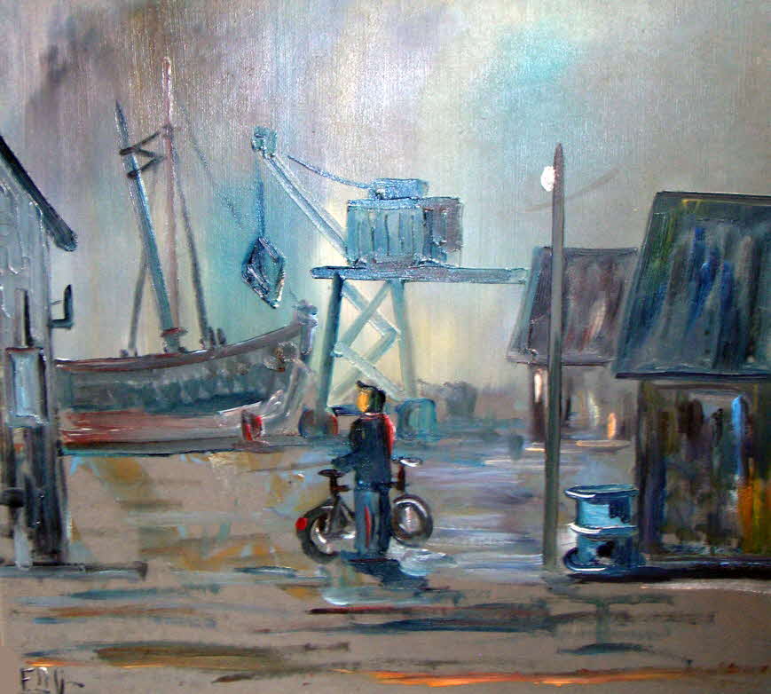 Amadin L.V. - Hafen einer Kleinstadt in Dnemark - um 1990 - 54 x 60 cm - 59 € mtl./K 550 € 