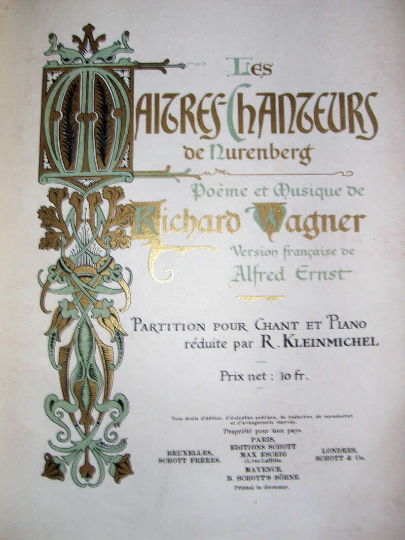 Richard Wagner (1813-1883)  Die Meistersinger von Nrnberg   Libretto Januar 1862  Musik Oktober 1867   Erstauffhrung 21.Jun 1868 Mnchen - 39 € mtl./K 350 €
