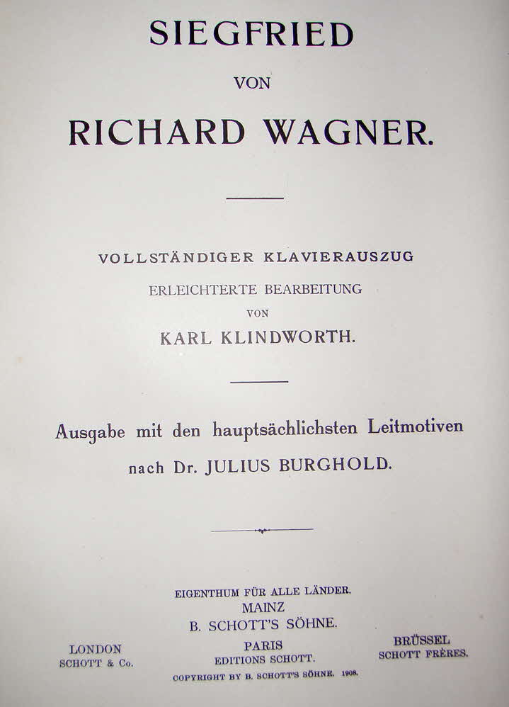 Richard Wagner (1813-1883)  Siegfried   Libretto Juni 1851   Musik Februar 1871	  Erstauffhrung 16.August 1876 Bayreuth - 39 € mtl./K 350 €
