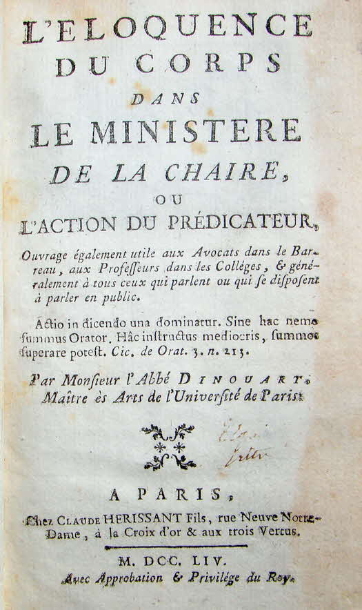 L'Eloquence du corps - Paris - 1754  -  59 € mtl./K 350 €