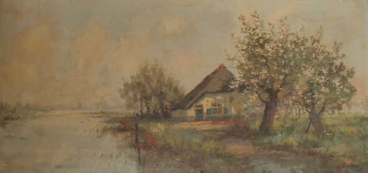 W.Verdave -  Fischerkate am See - um 1875  - 41 x 81 cm  - 99 € mtl./K 1450 €