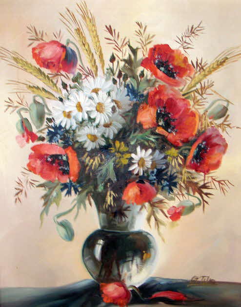 Bunter Herbstblumenstrauss um 1970 - 50 x 41 cm - 39 € mtl./K 450 €