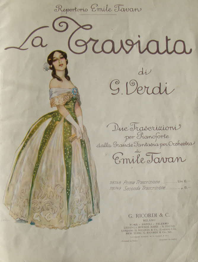 Giuseppe Fortunino Francesco Verdi (* 10. Oktober 1813 in Le Roncole, Herzogtum Parma;  27. Januar 1901 in Mailand) war ein italienischer Komponist der Romantik.

La traviata / Violetta - Li- Erstauffhrung 6. Mrz 1853 im Teatro La Fenice, Venedig	

zwei Interpretationen fr Klavier - 39 € mtl./K 350 €